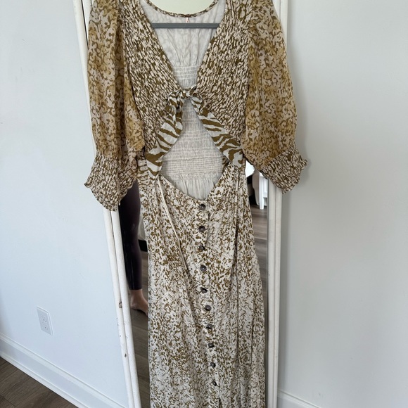 Free People Gold and Cream Maxi Dress - Picture 2 of 3